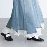 somari imaginationレースペチ付きアシメ切替デニムスカート | osharewalker | 詳細画像1