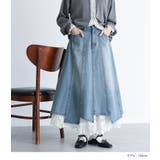 somari imaginationレースペチ付きアシメ切替デニムスカート | osharewalker | 詳細画像2