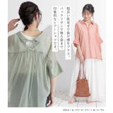 n'OrLABELバックリボン5分袖シアーシャツ | osharewalker | 詳細画像2