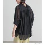 n'OrLABELバックリボン5分袖シアーシャツ | osharewalker | 詳細画像10