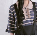 somari imaginationボーダー柄フリルニットポロシャツ | osharewalker | 詳細画像9