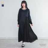 somari imagination異素材プリーツ切替アシメワンピース | osharewalker | 詳細画像1 