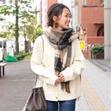 ベージュ×ブラウンチェック | ≪しっかり厚手♪≫ウールタッチ無地＆タータンチェック大判ストール マフラー スヌ… | REAL STYLE