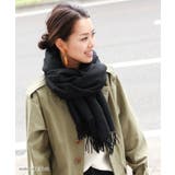 ブラック | ≪しっかり厚手♪≫ウールタッチ無地＆タータンチェック大判ストール マフラー スヌ… | REAL STYLE