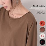 カットオフ襟ステッチ入りテールカット長袖カットソー レディース トップス | REAL STYLE | 詳細画像1