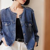 デニムジャケット レディース ノーカラー | REAL STYLE | 詳細画像3 