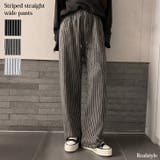ワイドパンツ レディース ストライプ柄 | REAL STYLE | 詳細画像1