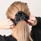 ブラック | シュシュ 大きめ ドット柄 | REAL STYLE