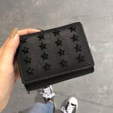 ブラック | 三つ折り星スタッズミニ財布 レディース 財布 | REAL STYLE