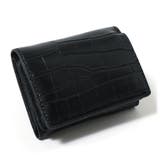 ブラック | クロコ型押し 三つ折り財布 レディース | REAL STYLE