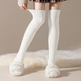 ホワイト | ニーハイソックス 厚手 黒 | REAL STYLE