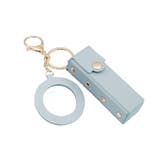 ライトブルー | リップケース ミラー付き フェイクレザー | REAL STYLE