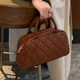 ブラウン | ミニボストンバッグ 横長バッグ ハンドバッグ | REAL STYLE