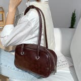 ブラウン | ミニボストンバッグ 横長バッグ ハンドバッグ | REAL STYLE