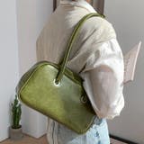 グリーン | ミニボストンバッグ 横長バッグ ハンドバッグ | REAL STYLE