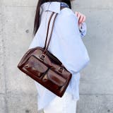 ダークブラウン | ミニボストンバッグ 横長バッグ ハンドバッグ | REAL STYLE