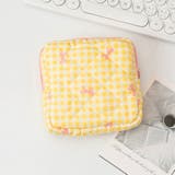 チェック×リボン(イエロー) | ミニポーチ 小物入れ ポーチ | REAL STYLE