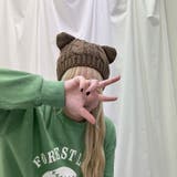 カーキベージュ | 猫耳ニット帽 レディース ニット帽 | REAL STYLE