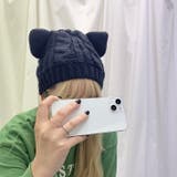 ネイビー | 猫耳ニット帽 レディース ニット帽 | REAL STYLE