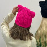 ホットピンク | 猫耳ニット帽 レディース ニット帽 | REAL STYLE