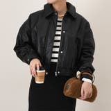 ブラック | フェイクレザージャケット レディース ブルゾン | REAL STYLE
