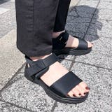 オールブラック | ダブルベルト厚底スポーツサンダル 夏 レディース | REAL STYLE
