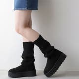 ブラック | フェイクムートンブーツ 厚底 レディース | REAL STYLE