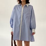 オフホワイト×ブルー | シャツワンピース レディース 長袖 | REAL STYLE