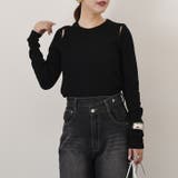 ブラック | カットソー リブ カットアウト | REAL STYLE