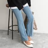 ダスティブルー | エンボス加工センターラインセミフレアパンツ レディース ボトムス | REAL STYLE