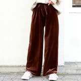 キャメル | ドロスト付きベーシックベロアワイドパンツ レディース ボトムス | REAL STYLE