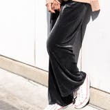 チャコール | ドロスト付きベーシックベロアワイドパンツ レディース ボトムス | REAL STYLE