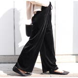 ブラック | ドロスト付きベーシックベロアワイドパンツ レディース ボトムス | REAL STYLE