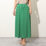 グリーン | さらてろストレッチドット柄フレアスカート レディース ボトムス | REAL STYLE