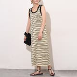 ボーダーベージュ | ロングワンピース レディース ノースリーブ | REAL STYLE