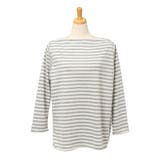 グレー | ボートネックベーシックボーダー柄ワイドカットソー レディース トップス | REAL STYLE
