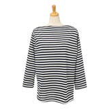 ネイビー | ボートネックベーシックボーダー柄ワイドカットソー レディース トップス | REAL STYLE