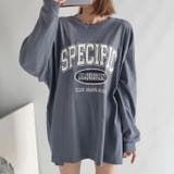 ブルーグレー | カットソー レディース ロゴプリント | REAL STYLE