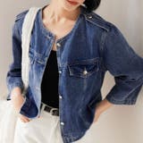 ブルー | デニムジャケット レディース ノーカラー | REAL STYLE