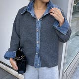 チャコール | ニットカーディガン デニム 切替 | REAL STYLE