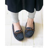 3076グレイッシュネイビーsd | フェイクファーリボンモカシン フラット 防寒 | welleg