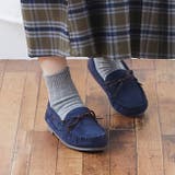 3074ネイビー甲深SD | レディース モカシン ムートン | welleg