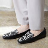 1226ブラックxゼブラpu | スクエアトゥフラットローファー ローファー カジュアルシューズ | welleg