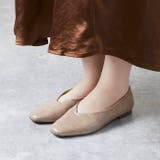 1037グレージュクロコPU | スクエアトゥ Vカット フラットパンプス | welleg