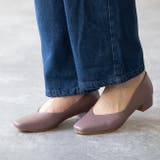 1117グレイッシュパープルpu | Vカット スクエアトゥ チャンキーヒール | welleg