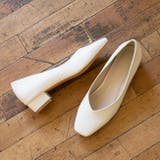 1001アイボリーpu | Vカット スクエアトゥ チャンキーヒール | welleg