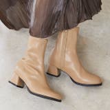 1033ベージュPU | ショートブーツ レディース チャンキーヒール | welleg