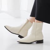 1001アイボリーPU | ショートブーツ レディース チャンキーヒール | welleg