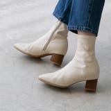 1228アイボリーxウッドヒールPU | ショートブーツ レディース チャンキーヒール | welleg