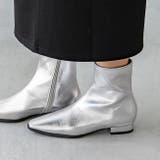 1140シルバーPU | ショートブーツ レディース 太ヒール | welleg